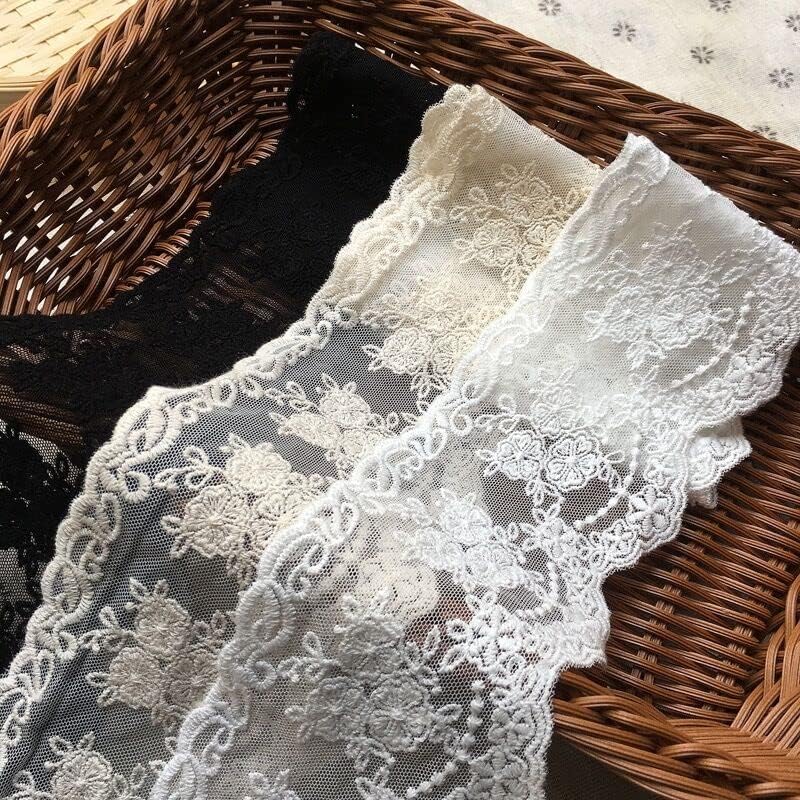 Sourcemall Lace Trim Ribbon, Delicate Crown Ribbon for Crafts Sewing and Bridal Wedding Dress Applique Decorations, 3.3inch Width 5 Yards/Lot (Beige) - Image 4